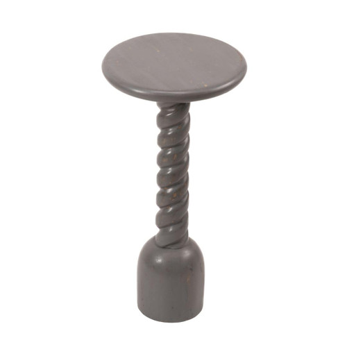 Solid Mango Wood 26" Height Pedestal Side Table, Farmhouse Tall Accent End Table, Martinee,Plantstand,Drink, Contemprorary Spindle Design Leg Side Table, Living Room,Bedroom,Gray Finish