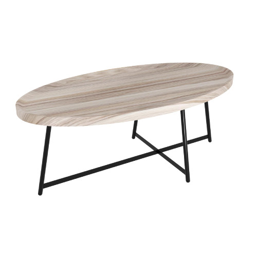 Modern Coffee Table, Oval Wood Coffee Tables Center Table with Metal Leg for Living Room, 47 Inch Living Room Table Accent Furniture (Oval Coffee Table, Nature)