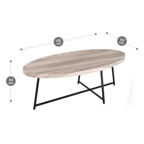 Modern Coffee Table, Oval Wood Coffee Tables Center Table with Metal Leg for Living Room, 47 Inch Living Room Table Accent Furniture (Oval Coffee Table, Nature)