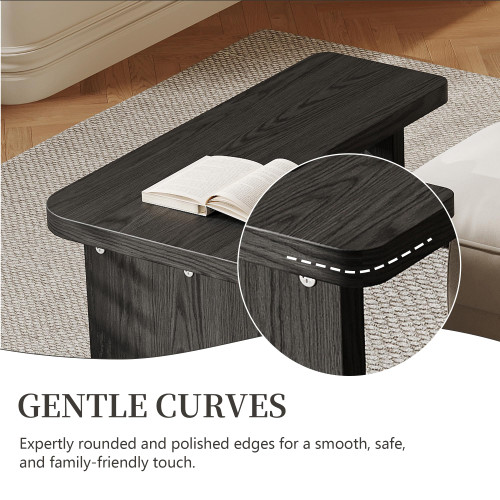 Black Wood Coffee Table, Free Adjustable Modern Living Room Table as Square, Rectangle, Irregular Tea Table, Couch Side Table for Home Office