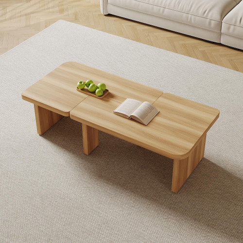 Modular Modern Coffee Table for Living Room, Free Adjustable Shape, Minimalist Square Living Room Tea Table, Light Wood Nesting Table Set of 2