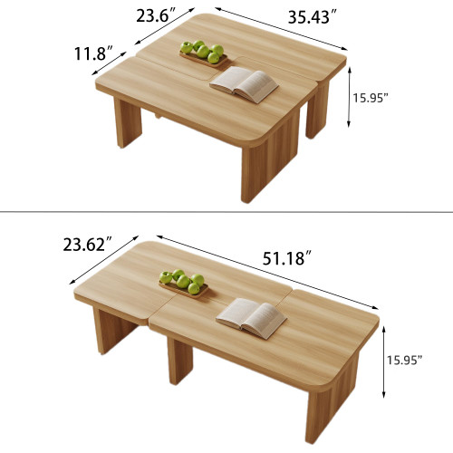 Modular Modern Coffee Table for Living Room, Free Adjustable Shape, Minimalist Square Living Room Tea Table, Light Wood Nesting Table Set of 2