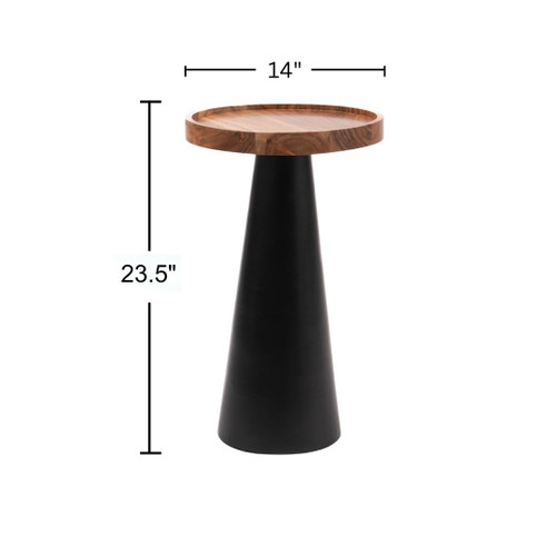 Mid-Century Farmhouse Cottagecore Accent End Table, Solid Wood Side Table with Tray Top,Pedestal Martini Table, Handmade Plant Stand Rustic Drink Table for Living Room, Bedroom, Black,Assembled