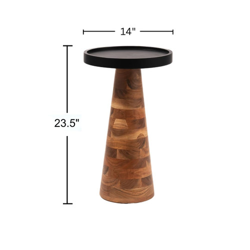 Mid-Century Farmhouse Cottagecore Accent End Table, Solid Wood Side Table with Tray Top,Pedestal Martini Table, Handmade Plant Stand Rustic Drink Table for Living Room, Bedroom, Natural,Assembled