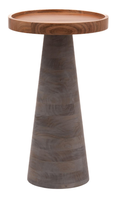 Mid-Century Farmhouse Cottagecore Accent End Table, Solid Wood Side Table with Tray Top,Pedestal Martini Table, Handmade Plant Stand Rustic Drink Table for Living Room, Bedroom, Gray,Assembled