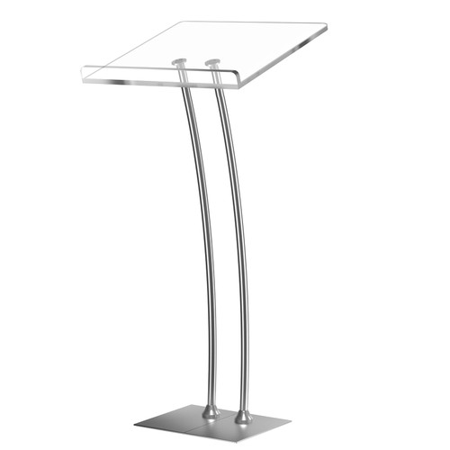 Acrylic Podium Lectern with Iron Stable Bottom, Pulpits for Churches with 10MM Thickened Acrylic Countertop, Multi Function Pulpit for Modern Classroom Music Concert Wedding Conference Event!