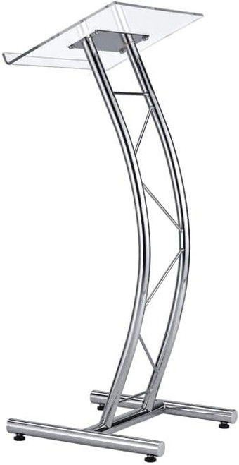 Modern Podium, Lectern or Pulpit for Churches with Polished Chrome & Large Acrylic Top