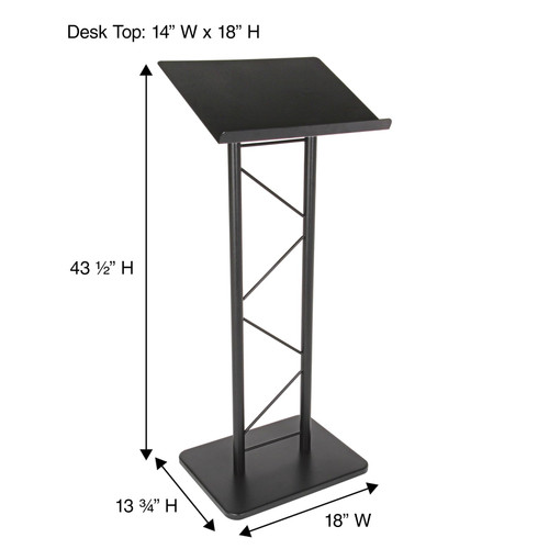 Large Portable Lectern, Stand Up Church Pulpit, Slanted Lectern, Conference Podium for Speakers, Speeches and Other Occasions- Truss Lectern, Black Powder Coat Finish, Metal