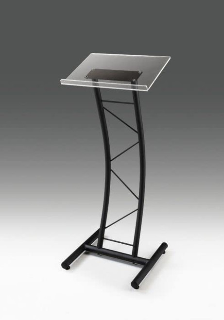 Curved Metal Lectern with Acrylic Top, Stainless Steel Lectern Body and Clear Acrylic Top - Striking and Elegant for All Spaces