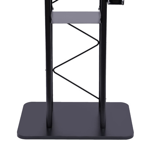 Metal Black Podium Conference Presentation Pulpit School Office Church Lectern,Curved Design Cup Holder Design, Wrought Paint Curved Podium, Schools, Churches, Meeting Rooms