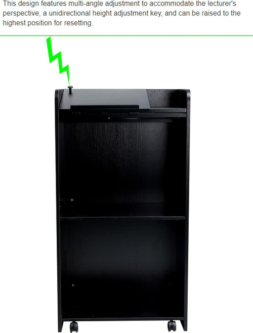 Lecterns & Podiums, Podium Stand with Wheels and Storage Layer, Portable Podium Reception Desk, Suitable for Church pulpits, Mobile lecterns for Meetings, and classrooms (White) (Black)