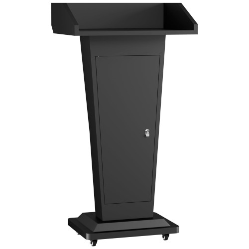Podium Stand with Wheels, Heavy-Duty Metal Lecterns & Podiums with Storage, 46.5”H Portable Pulpits for Churches, Classrooms and Conferences, Scratch-Resistant Surface, Black