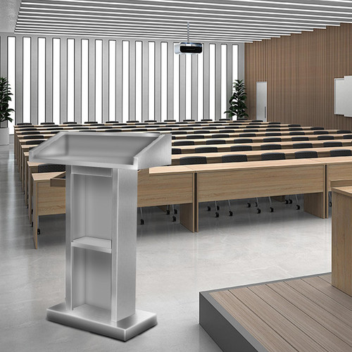 Stainless Steel Podium Stand for Lectern Presentation Church Classroom, Pulpit with Heavy Base Lecture Teacher Conference Wedding Speech