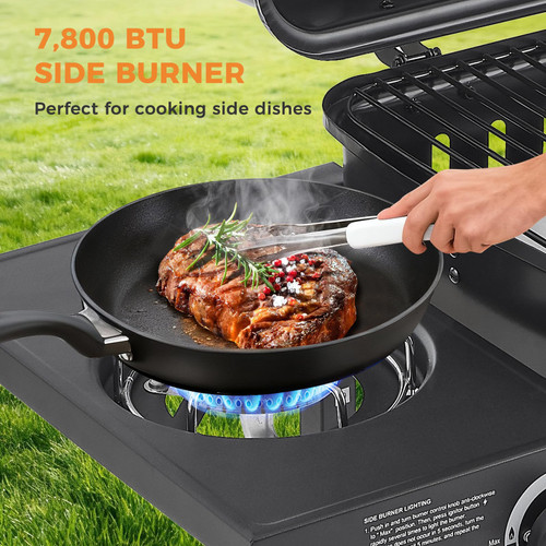 2 Burner Gas Grill with Side Burner, BBQ Propane Gas Grill With Porcelain-Enameled Cast Iron Grates and Bottle Opener, Stainless Steel Grill for Outdoor Cooking, Patios, Backyards,23800BTU