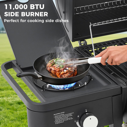 5 Burners Gas Grill and Griddle Combo with Side Burner, Propane Gas Grills with Heavy-duty Enamel Grate, Durable BBQ Outdoor Flat Top Grill for Backyard and Patios, 56000 BTU