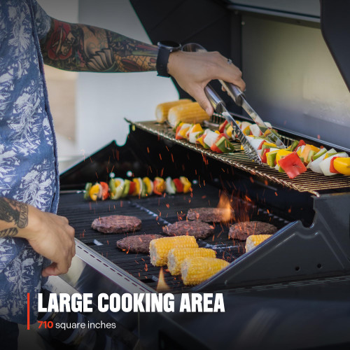 Denali 405 4-Burner Liquid Propane Gas Smart bbq Grill Stainless Steel with Rotisserie Kit(2 items)