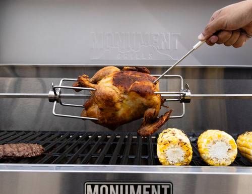 Denali 405 4-Burner Liquid Propane Gas Smart bbq Grill Stainless Steel with Rotisserie Kit(2 items)