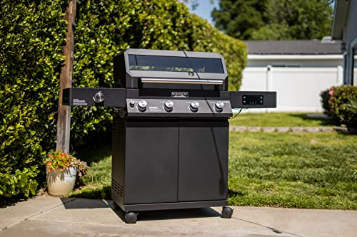 4+1 Liquid Propane Gas Smart BBQ Grill, 4 Burners & 1 Side Burner Denali 425 with Smart Technology and Knob Controls, Black