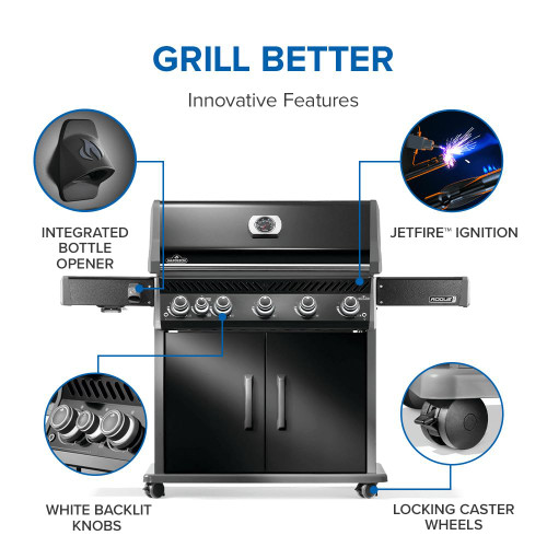 Rogue PRO 625 Natural Gas Grill with Infrared Side Burner, Black, Durable 6-Burner Cooking Power