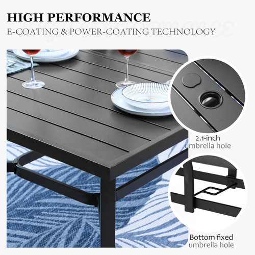 9 Pieces Outdoor Dining Set, Patio Table and Chairs for 8, 8 x Cushioned Rattan Patio Chairs and 1 x 83 Large Rectangle Dining Table, Outdoor Dining Table Set for Lawn Garden