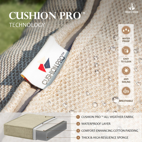 7 Piece Patio Furniture Set, 2 x Rocking Chair, 2 x Fixed Chair, 2 x Ottoman, 1 x 3-Seat Sofa, All Cushioned 9 Seats Outdoor Conversation Set for Lawn Garden Backyard