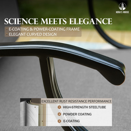 7 Piece Patio Furniture Set, 4 x Metal Cushioned Chair, 2 x Cushioned Ottoman, 1 x 3-Seat Sofa, Outdoor Conversation Set for Lawn Garden Backyard, Grey