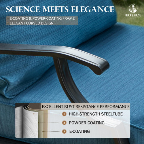 7 Piece Patio Furniture Set, 2 x Swivel Chair, 2 x Leg Chair, 2 x Ottoman, 1 x 3-Seat Sofa, All Cushioned 9 Seats Metal Outdoor Conversation Set for Lawn Garden Backyard.