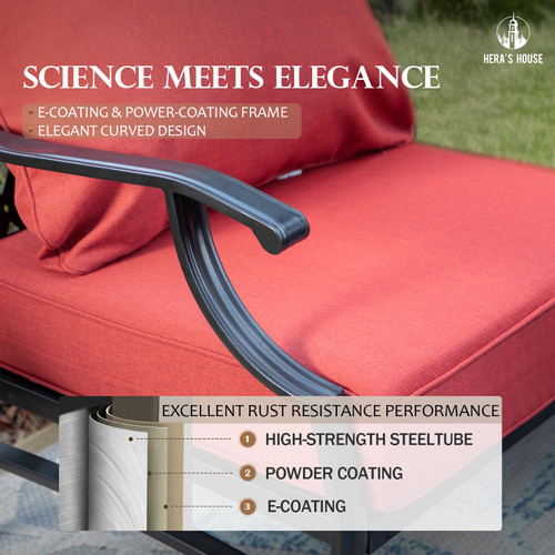 7 Piece Patio Furniture Set, 4 x Leg Chair, 2 x Cushioned Ottoman, 1 x 3-Seat Sofa, All Cushioned 9 Seats Metal Outdoor Conversation Set for Lawn Garden Backyard.!