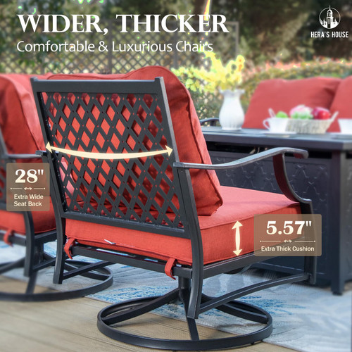 7 Piece Patio Furniture Set, 4 x Leg Chair, 2 x Cushioned Ottoman, 1 x 3-Seat Sofa, All Cushioned 9 Seats Metal Outdoor Conversation Set for Lawn Garden Backyard.!