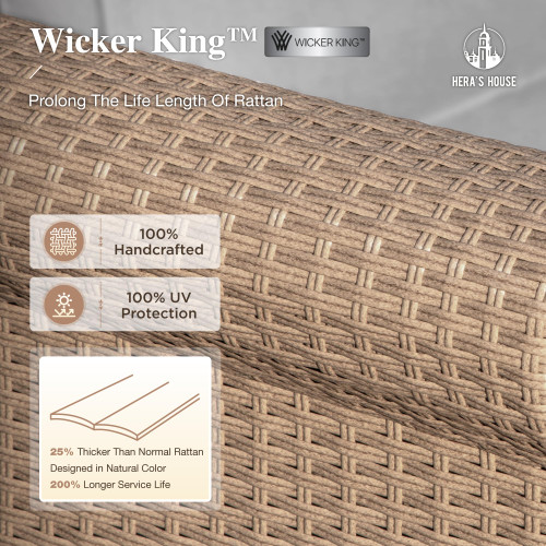 6-Piece Patio Furniture Set, All Weather 7 Seats Outdoor Wicker Sofa with 57" Fire Pit Table, 5.5" Thick Waterproof Cushion Conversation Couch Set for Garden Deck Backyard, Grey