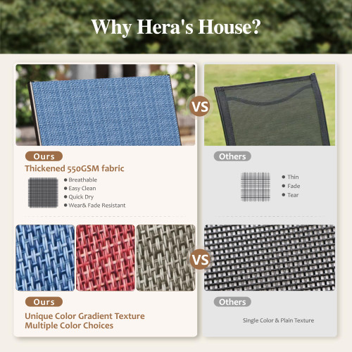 9 Pieces Patio Dining Sets, 8 x Blue Textilene Dining Chair, 60" Square Metal Dining Table with 1.57" Umbrella Hole, Outdoor Table and Chairs Set for Lawn Garden Backyard Deck