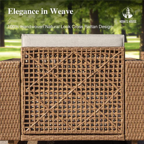 2 Pieces Patio Furniture Set, Outdoor Rattan Wicker Armchairs Set of 2, All Weather Patio Conversation Set with 5.3" Widened Armrest, 10" Ultra Thick Comfy Sponge Cushion, Patio Couch Set