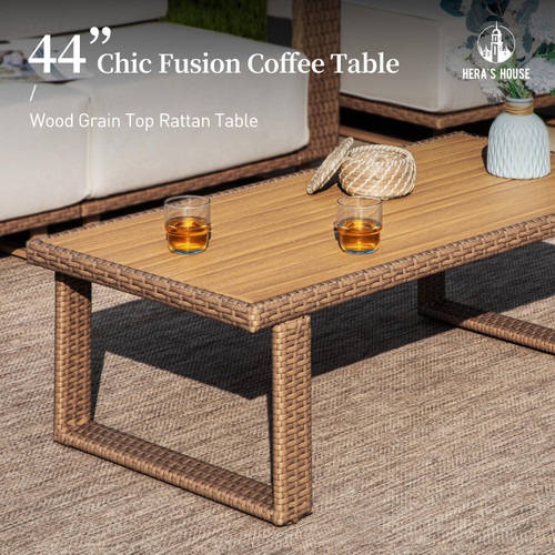 7 Pieces Patio Furniture Set, 2 Outdoor Sectional Rattan Sofas,2 Swivel Armchairs, 2 Ottomans, and 1 Table, All Weather Conversation Set with 5.3" Widened Armrest, 10" Ultra Thick Cushion