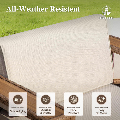 6 Pieces Patio Furniture Set, Sectional Outdoor Rattan Wicker Sofa, All Weather Patio Conversation Set with 5.3" Widened Armrest, 10" Ultra Thick Comfy Sponge Cushion, Patio Couch