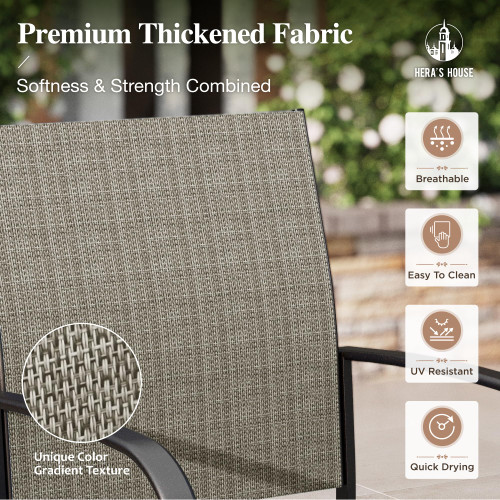 9 Pieces Patio Dining Set, Outdoor Table and Chairs Set for 8, 8 x Brown Textilene Dining Chair and 60" Square Metal Dining Table, Outdoor Dining Sets for Lawn Garden Backyard Deck
