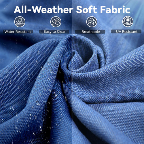 5 Pieces Outdoor Patio Furniture Set-All-Weather Wicker Patio Swivel Glider Chairs with 2 Ottoman and Glass Side Table, Patio Conversation Sets for Porch Balcony Deck - Blue/Grey