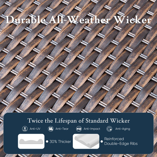 Luxury 6" Thick Cushioned 10 Pieces Patio Furniture Set with Outdoor Couch, Wicker Outdoor Conversation Set with High Back Swivel Rocker Chairs for Deck Porch Yard and Poolside - Brown+Grey