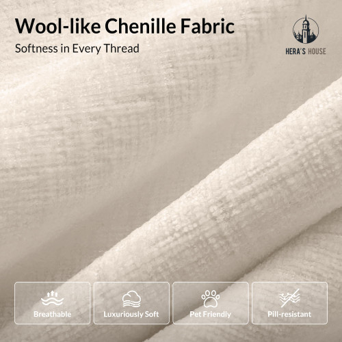 2 Pieces Modular Sectional Sofa Sets, Oversized Couch Set with Loveseat and Armchair, Comfy Cloud Couches with Throw Pillows, 3-Seater Deep Seat Sofa for Living Room, Chenille Beige