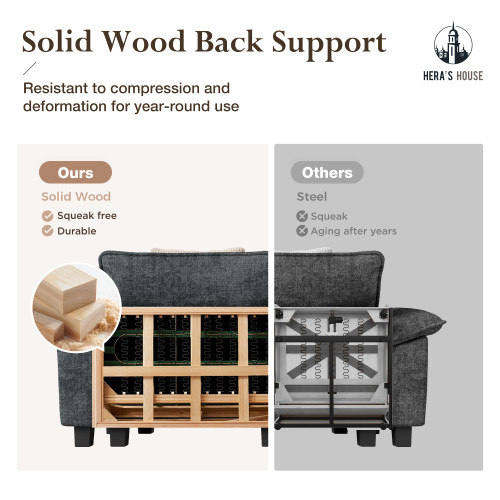 2 Pieces Modular Sectional Sofa Sets, Oversized Couch Set with Loveseat and Armchair, Comfy Cloud Couches with Throw Pillows, 3-Seater Deep Seat Sofa for Living Room, Chenille Blue