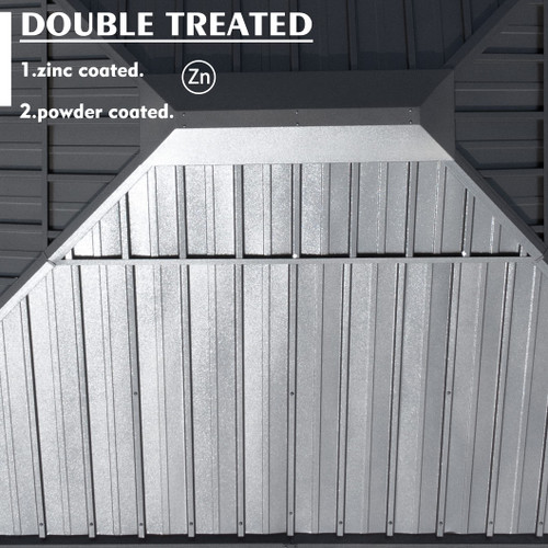 10' x 12' Hardtop Gazebo, Aluminum Frame with Galvanized Steel Double Roof, Outdoor Permanent Pavilion with Curtains and Netting for Patio, Backyard, Deck, Lawn (Gray)