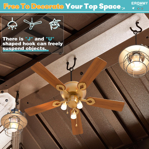 12' x 16' Hardtop Gazebo, Aluminum Frame Gazebos with Galvanized Steel Double Roof, Permanent Outdoor Metal Pavilion with Curtain and Netting for Patio, Lawn, Deck