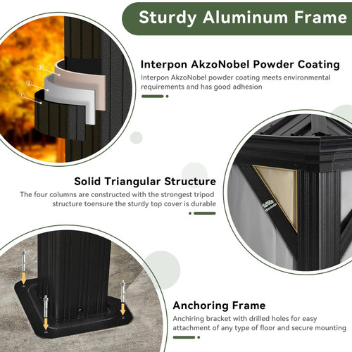 12' X 16' Permanent Hardtop Gazebo Aluminum Gazebo with Galvanized Steel Double Roof for Patio Lawn and Garden, Curtains and Netting Included, Grey