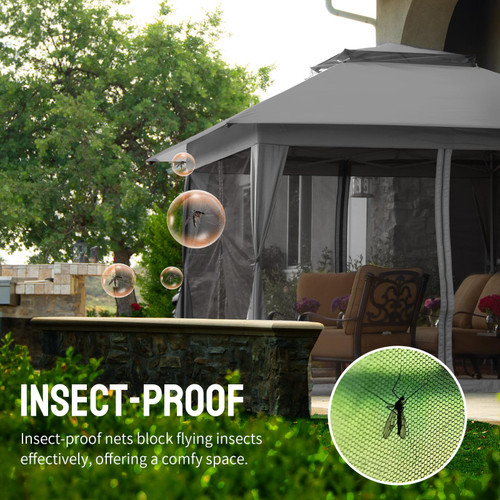 13x13 Pop Up Gazebo, Canopy Tent, Gazebos on Clearance - Outdoor Gazebo for Backyard & Patio Furniture - Carpa Pop Up Tent with Wheeled STO-N-Go Cover Bag (Grey)