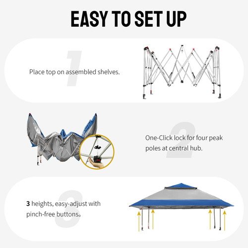 13x13 Pop Up Gazebo, Canopy Tent, Gazebos on Clearance - Outdoor Gazebo for Backyard & Patio Furniture - Carpa Pop Up Tent with Wheeled STO-N-Go Cover Bag (Blue & Grey)