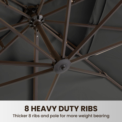 9' X 12' Cantilever Patio Umbrella Outdoor with Base Included Heavy Duty Double Top Windproof Rectangle Offset Umbrellas with 360-degree Rotation for Pool Deck Backyard, Grey