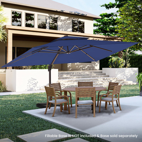 9' X 12' Cantilever Patio Umbrella Outdoor Heavy Duty Double Top Windproof Rectangle Offset Umbrellas with 360-degree Rotation for Pool Deck Backyard, Navy