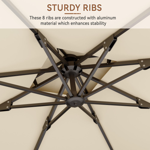 10' X 10' Cantilever Patio Umbrella Outdoor with Base Included Heavy Duty Double Top Windproof Square Offset Umbrellas with 360-degree Rotation for Pool Deck Backyard, Beige