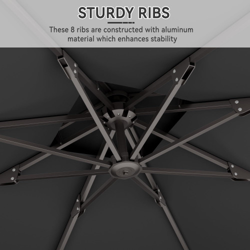 10' X 10' Cantilever Patio Umbrella Outdoor Heavy Duty Double Top Windproof Square Offset Umbrellas with 360-degree Rotation for Pool Deck Backyard, Grey