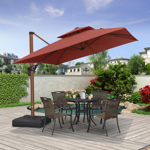 9ft Patio Umbrella Outdoor Square Umbrellas Large Cantilever Umbrella Windproof Offset Umbrellas Heavy Duty Sun Umbrella for Garden Deck Pool Patio, Brick Red