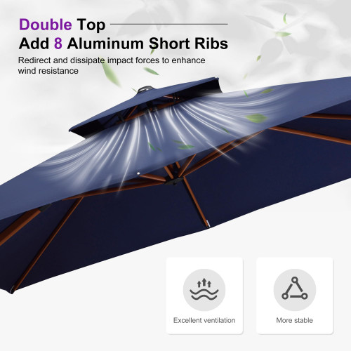 9ft Patio Umbrella Outdoor Square Umbrellas Large Cantilever Umbrella Windproof Offset Umbrellas Heavy Duty Sun Umbrella for Garden Deck Pool Patio, Navy Blue